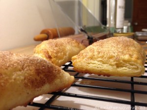 depressing previously frozen turnovers cooling.  