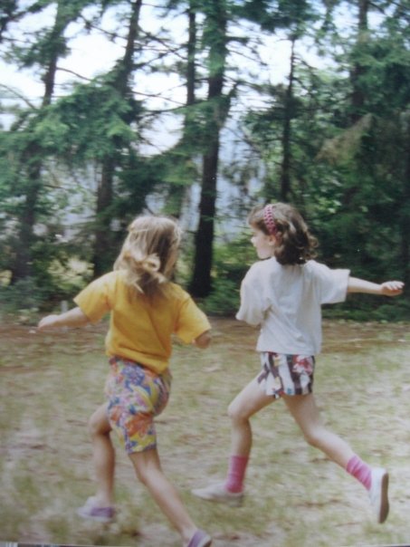 Cousin Elizabeth and I running to the Lookout