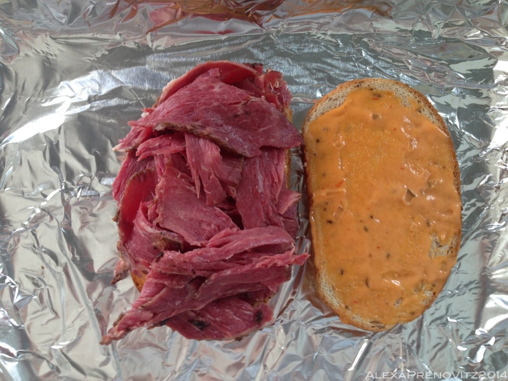 Don't put the piece of bread without meat in the oven. I just forgot to take it out of the picture. 